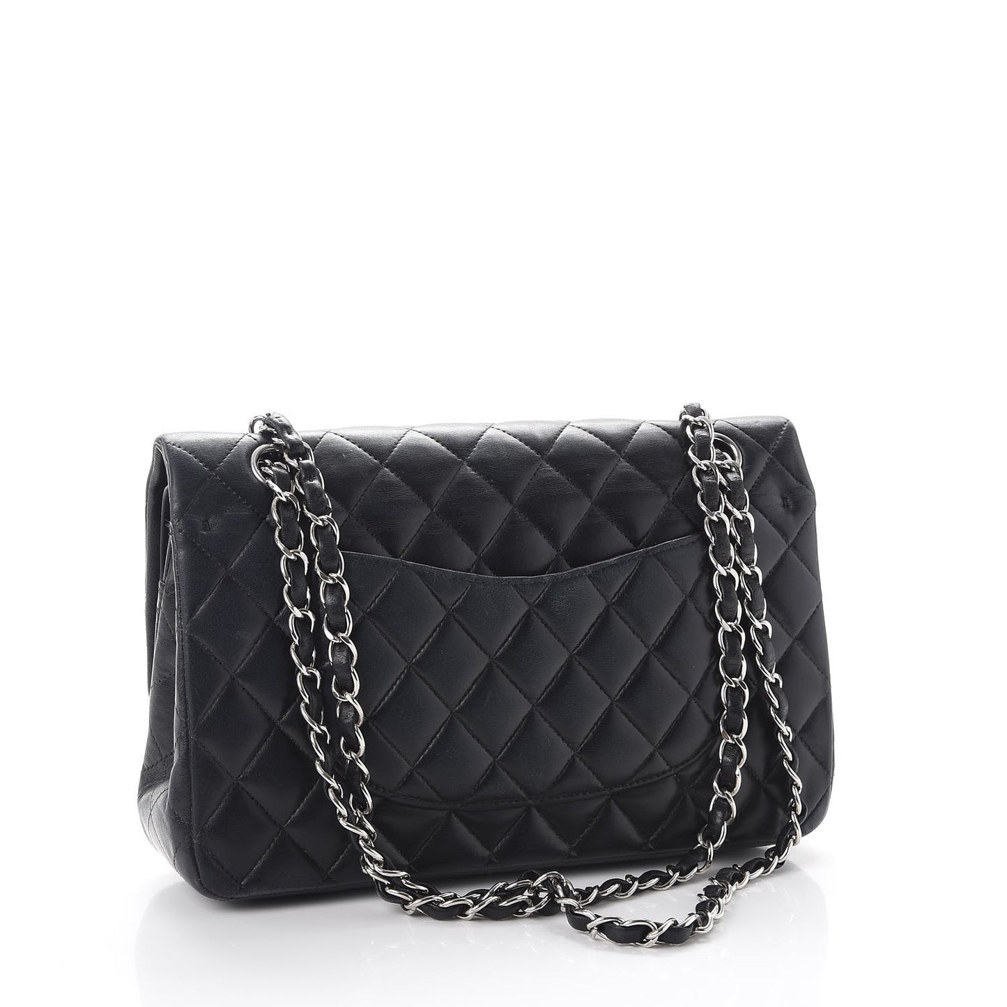 Lambskin Quilted Medium Double Flap Black
