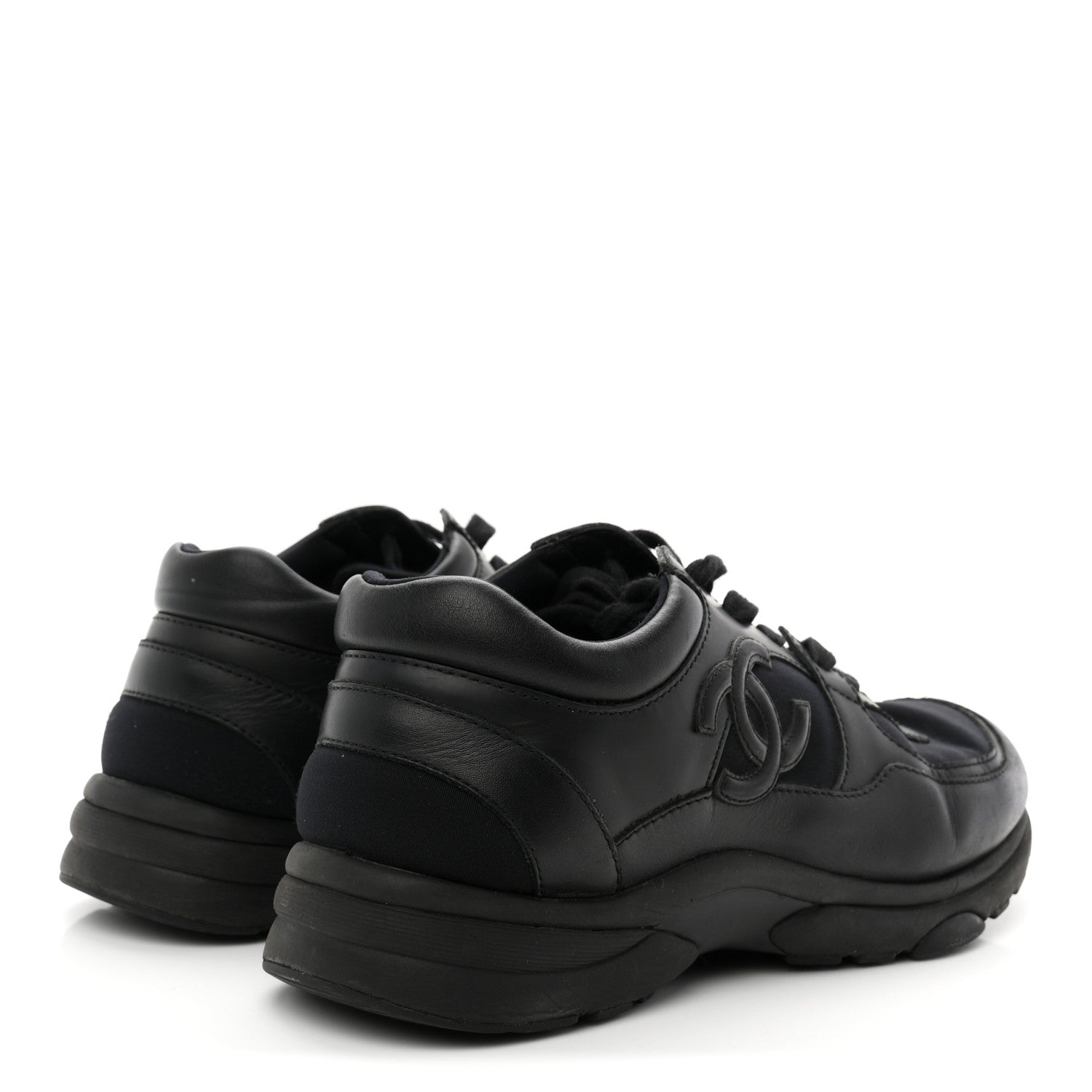 Chanel Lambskin Fabric CC Uniform Sneakers 39 Black 5 of 8
