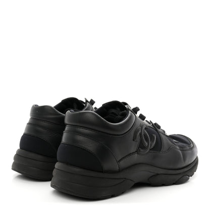 Chanel Lambskin Fabric CC Uniform Sneakers 39 Black 5 of 8
