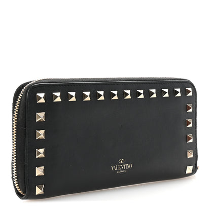 Valentino Garavani Vitello Rockstud Zip Around Wallet Black 3 of 6