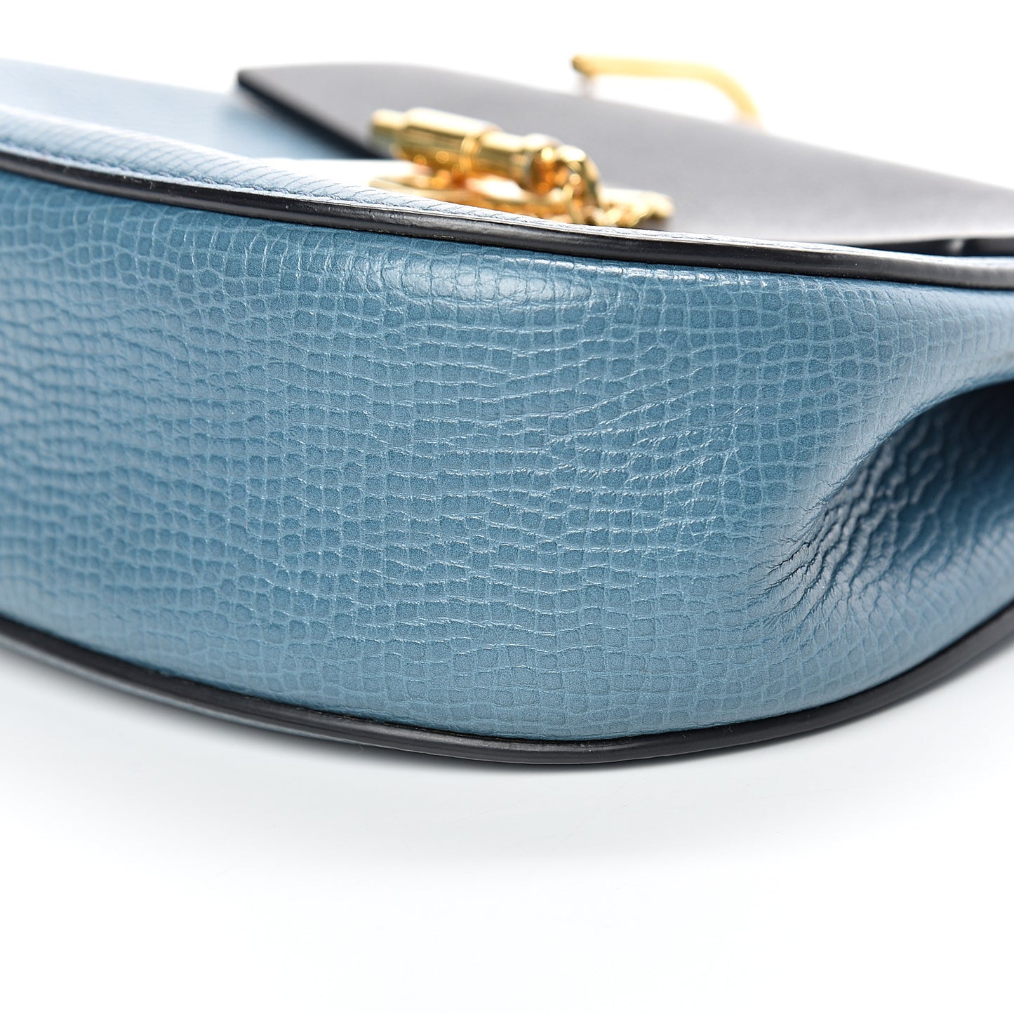 Grained Calfskin Lambskin Mini Bi-Color Drew Shoulder Bag Blue Black