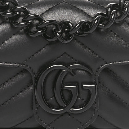 Gucci Calfskin Matelasse Monochrome GG Marmont Chain Belt Bag Black 8 of 10