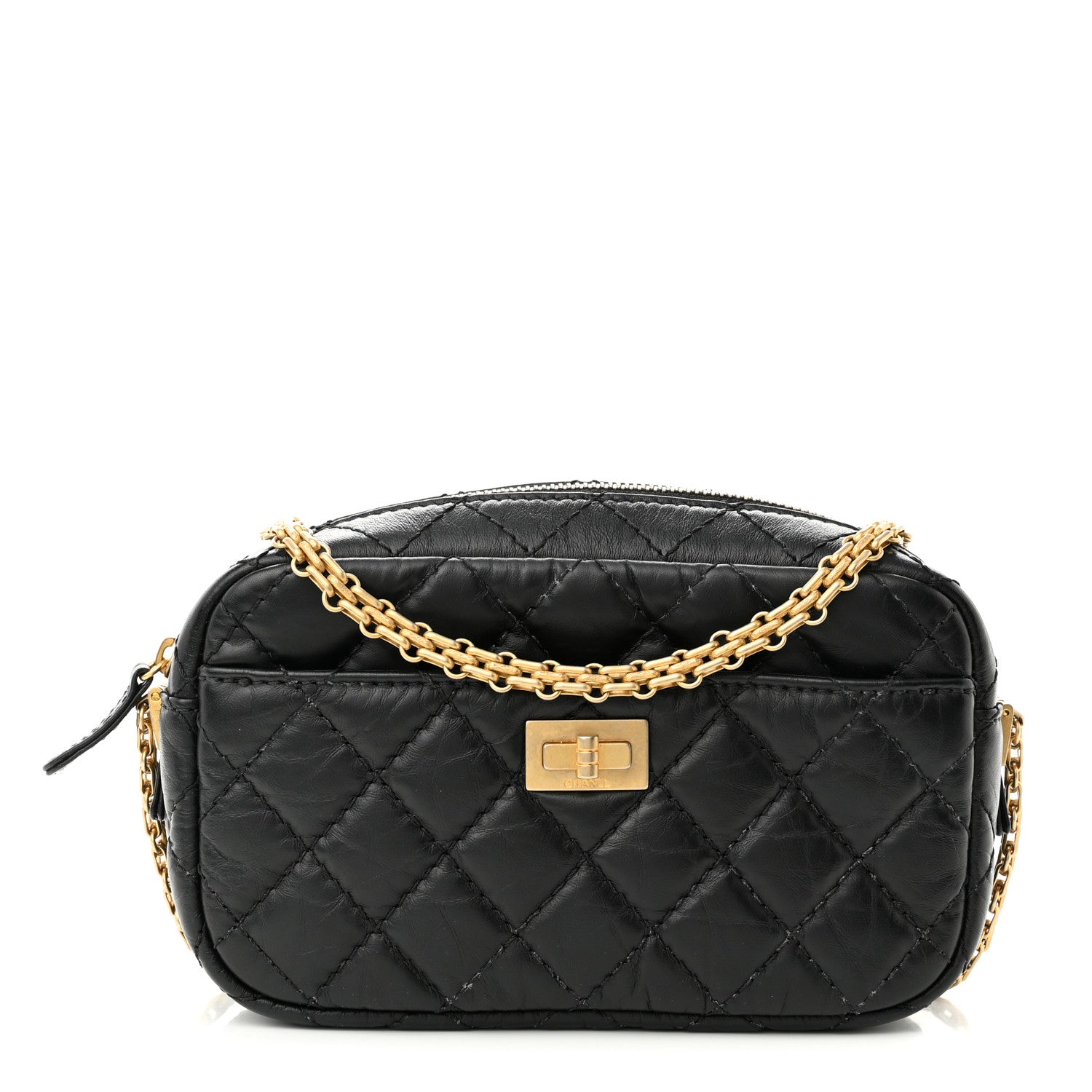 Chanel Aged Calfskin Quilted Mini Reissue Camera Case Black 1 of 10