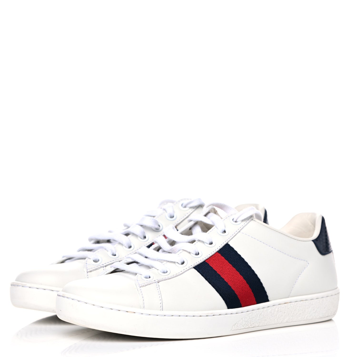 Gucci Calfskin Ayers Web Ace Sneakers 36 White Blue 3 of 5