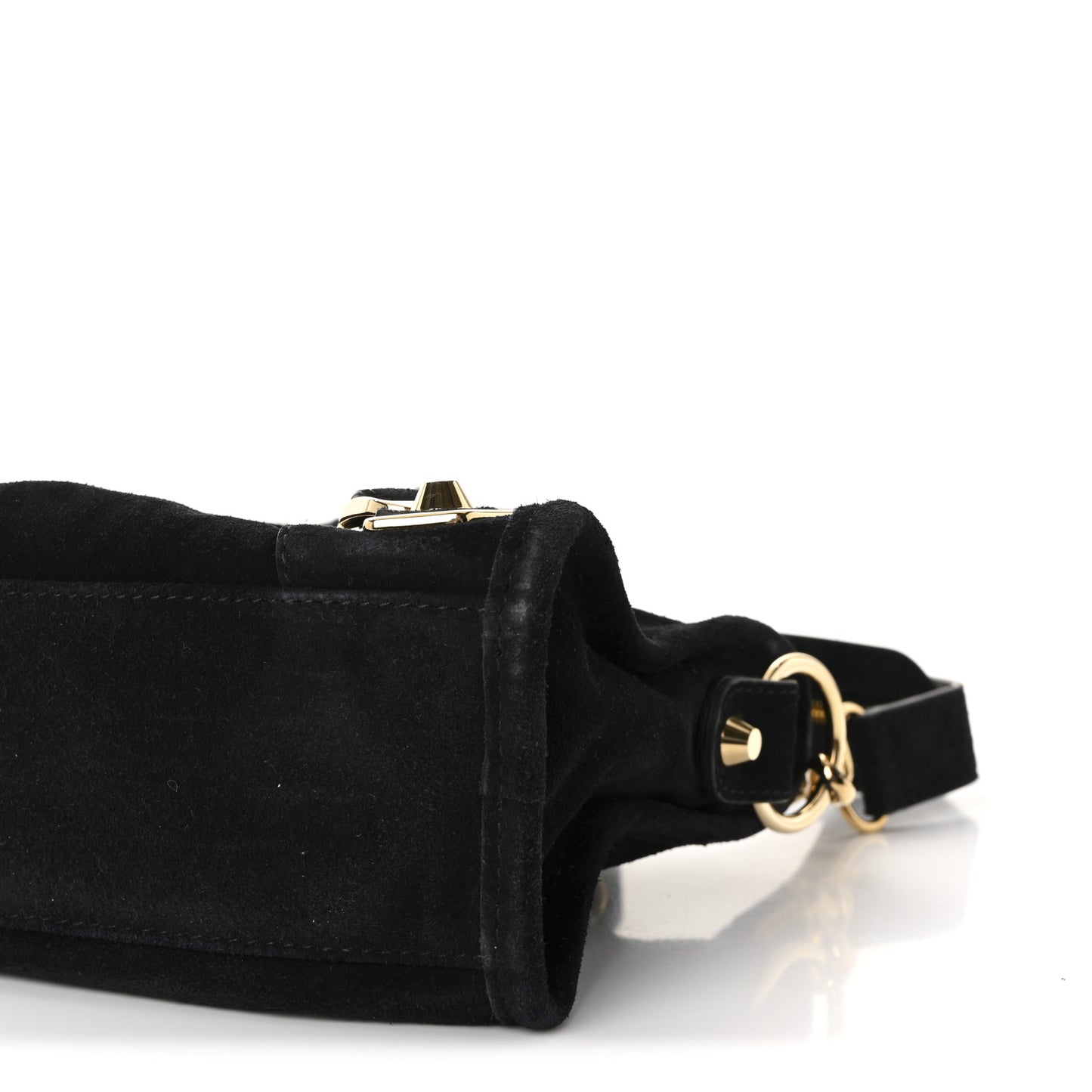 Baby Daim Suede Gold Metallic Edge Hardware Mini City Black