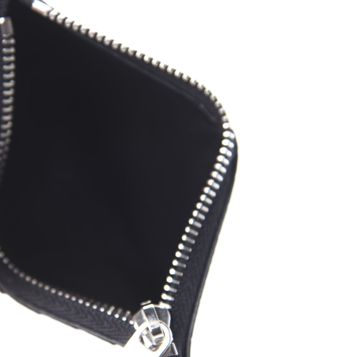 Calfskin Crocodile Embossed 5 Fragments Zip Card Case Black