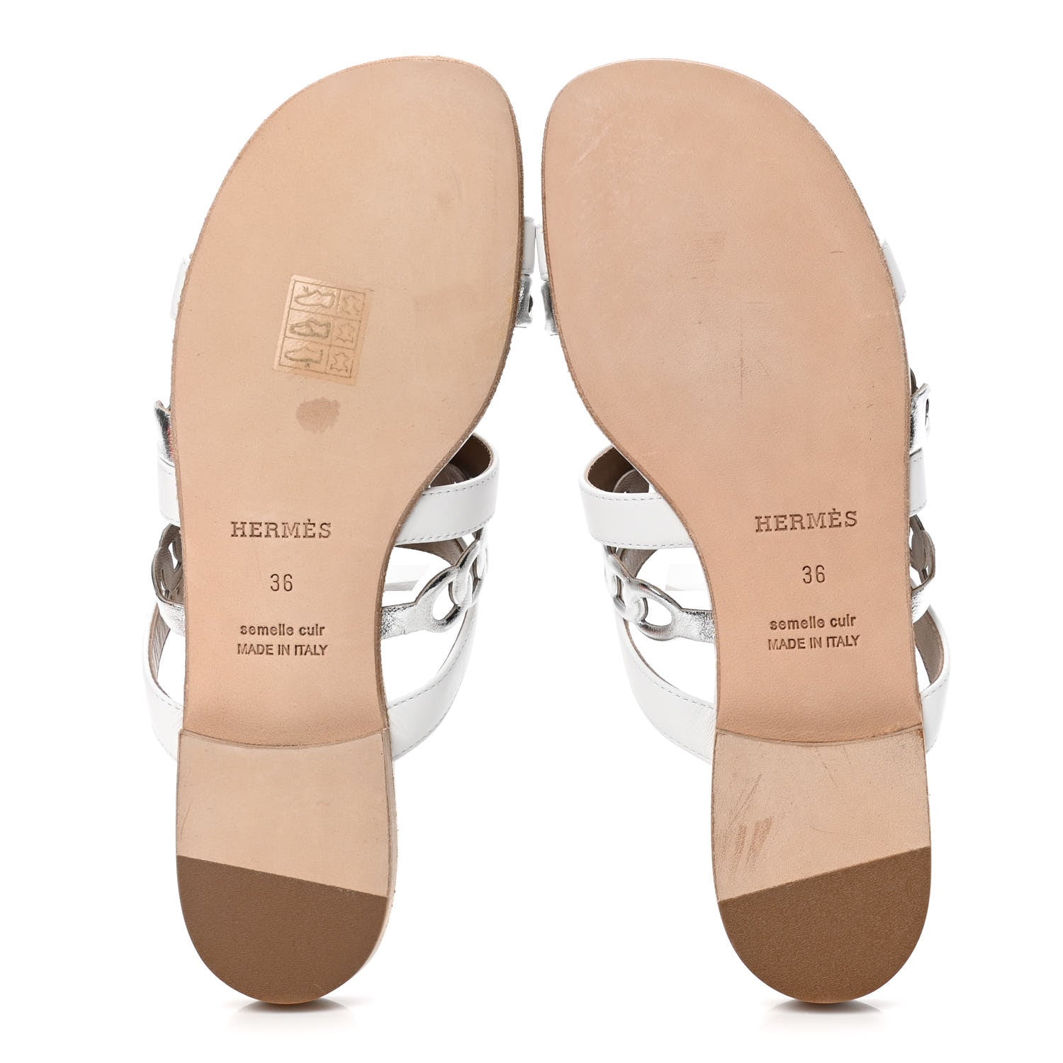Hermes Nappa Amalfi Sandals 36 White Gris Argente 4 of 4