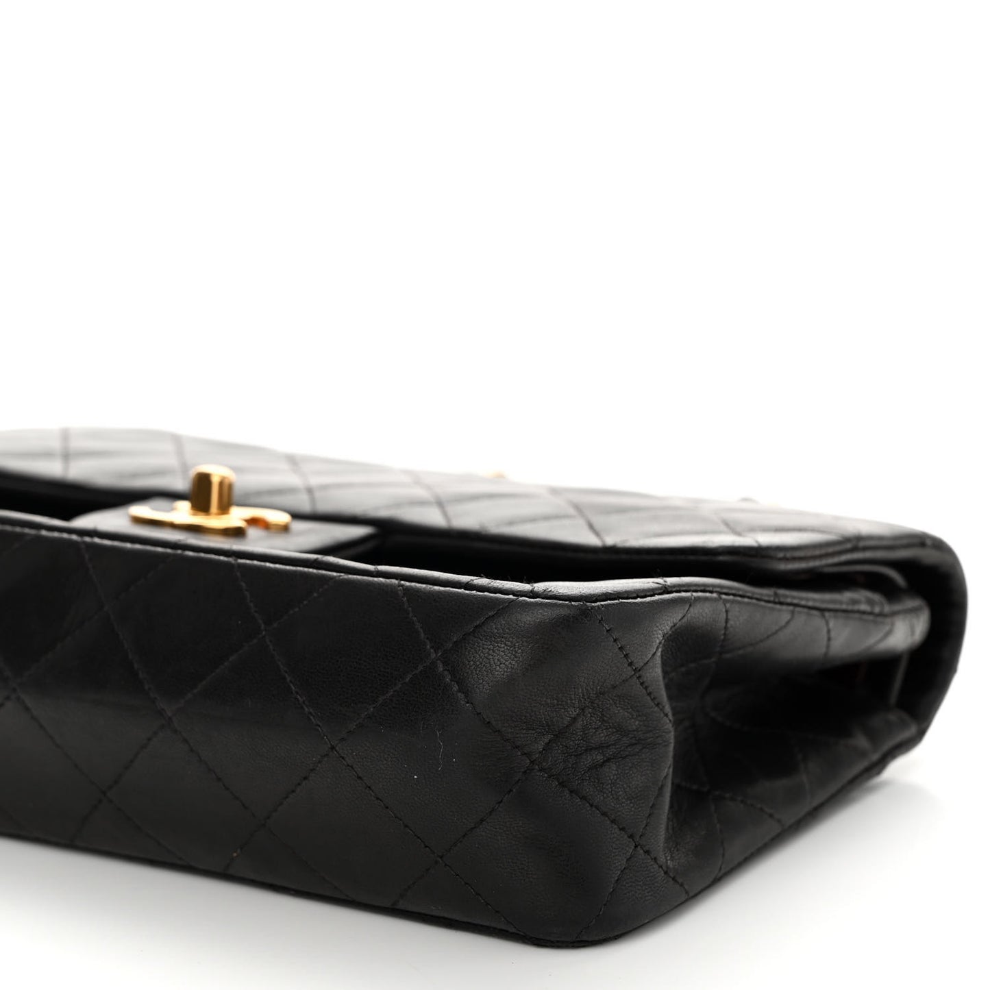 Lambskin Quilted Small Double Flap Black