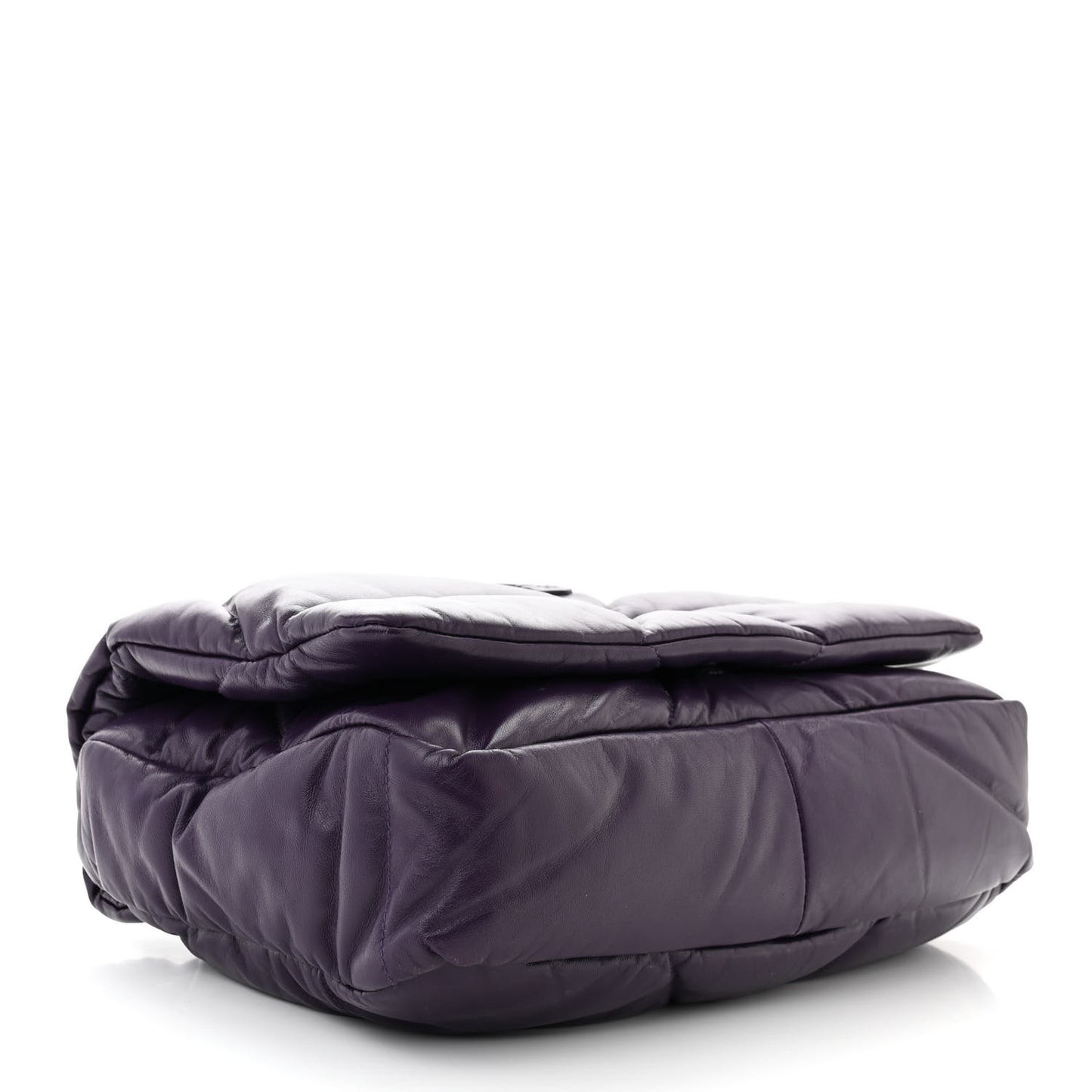 Nappa Soft Padded Logo Embossed Triangle Quilted Shoulder Bag Viola