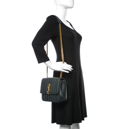 Saint Laurent Lambskin Matelasse Monogram Medium Vicky Chain Bag Algae 2 of 9