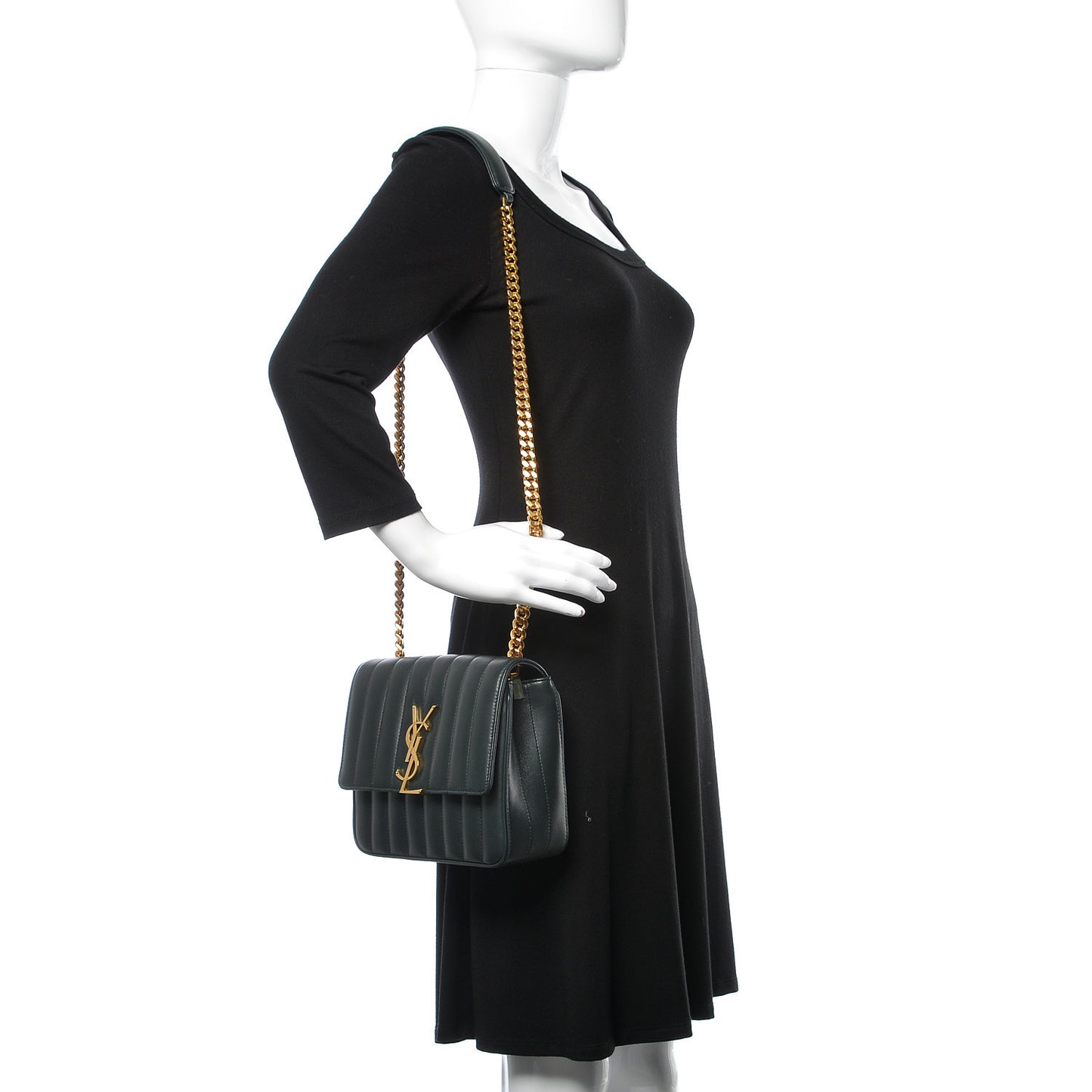 Lambskin Matelasse Monogram Medium Vicky Chain Bag Algae