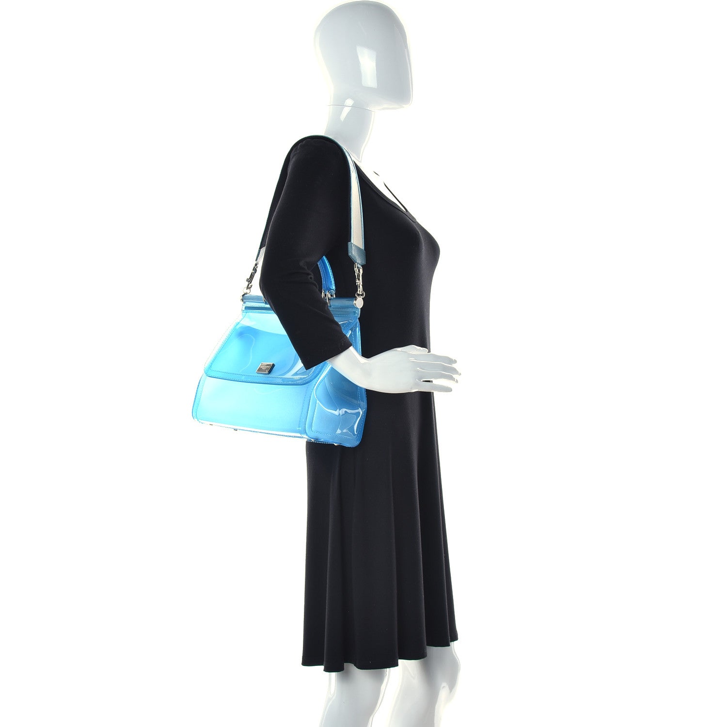 Dolce & Gabbana Rubber Semi Transparent Miss Sicily Satchel Blue 2 of 11