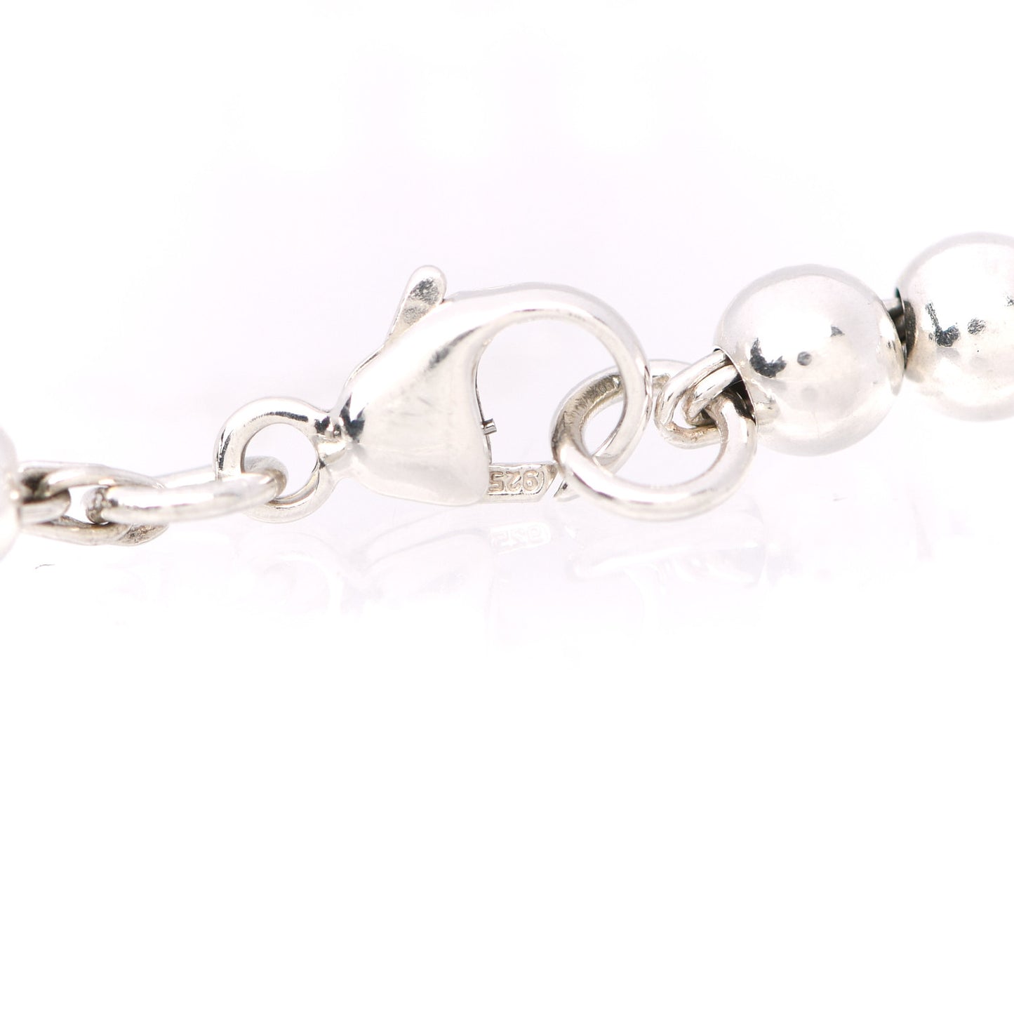 Sterling Silver 4mm I Love You Round Tag Bead Bracelet