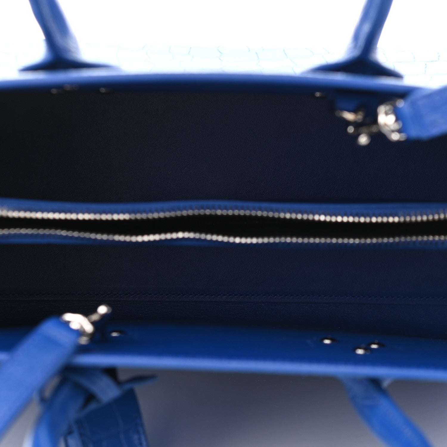 Saint Laurent Calfskin Crocodile Embossed Small Sac De Jour Royal Blue 5 of 9