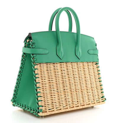 Hermes Wicker Swift Picnic Birkin 25 Naturel Menthe 2 of 13