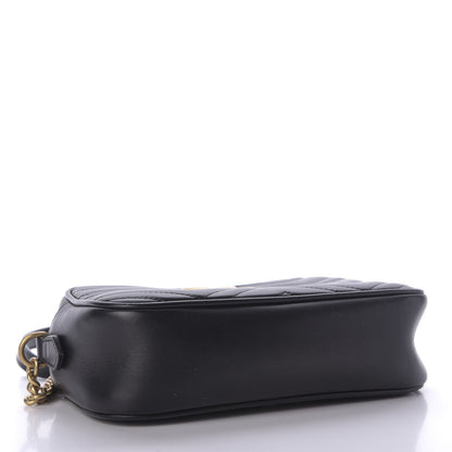 Gucci Calfskin Matelasse Small GG Marmont Chain Shoulder Bag Black 4 of 9
