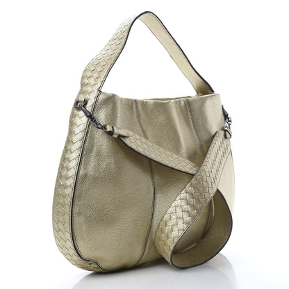 Bottega Veneta Metallic Lambskin Large City Veneta Hobo Platinum 2 of 9