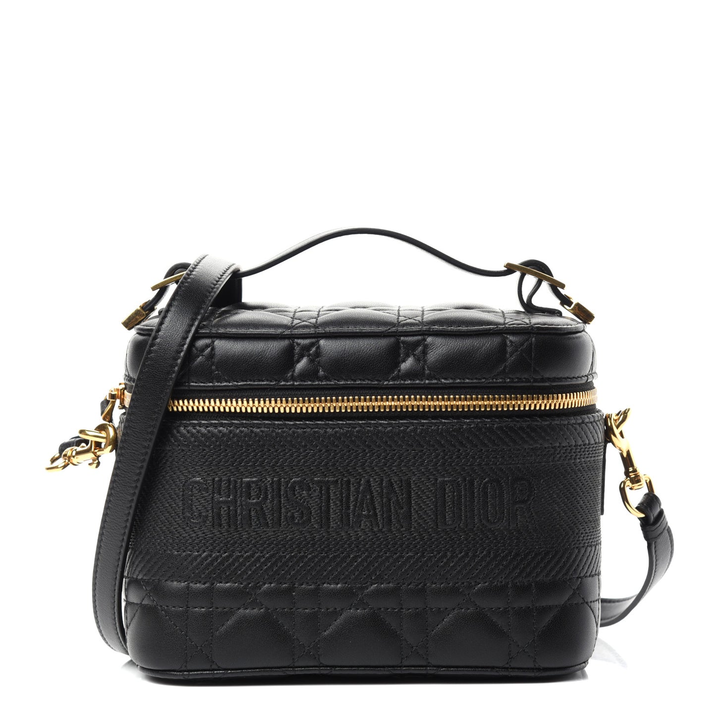 Lambskin Cannage Small Diortravel Vanity Case Black