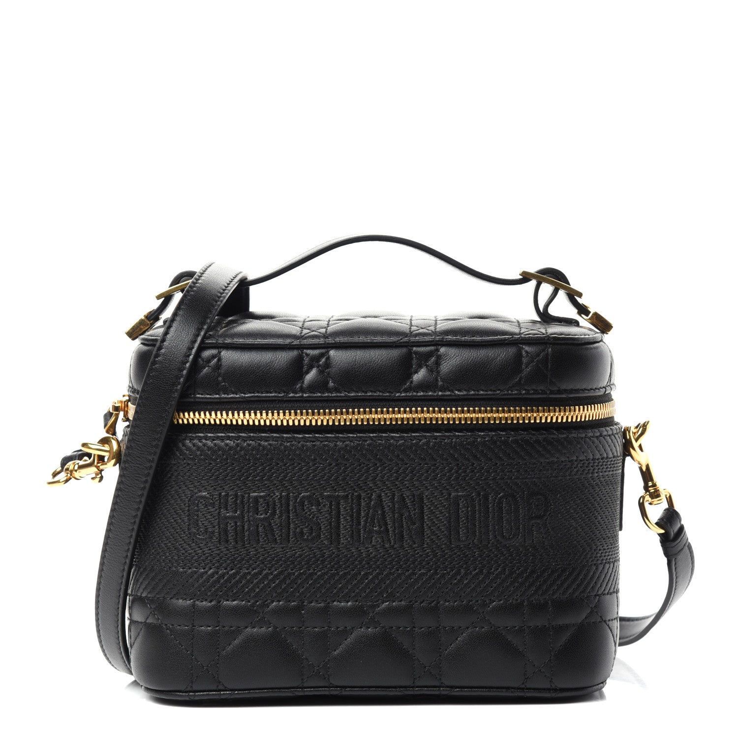 Christian Dior Lambskin Cannage Small Diortravel Vanity Case Black 1 of 11