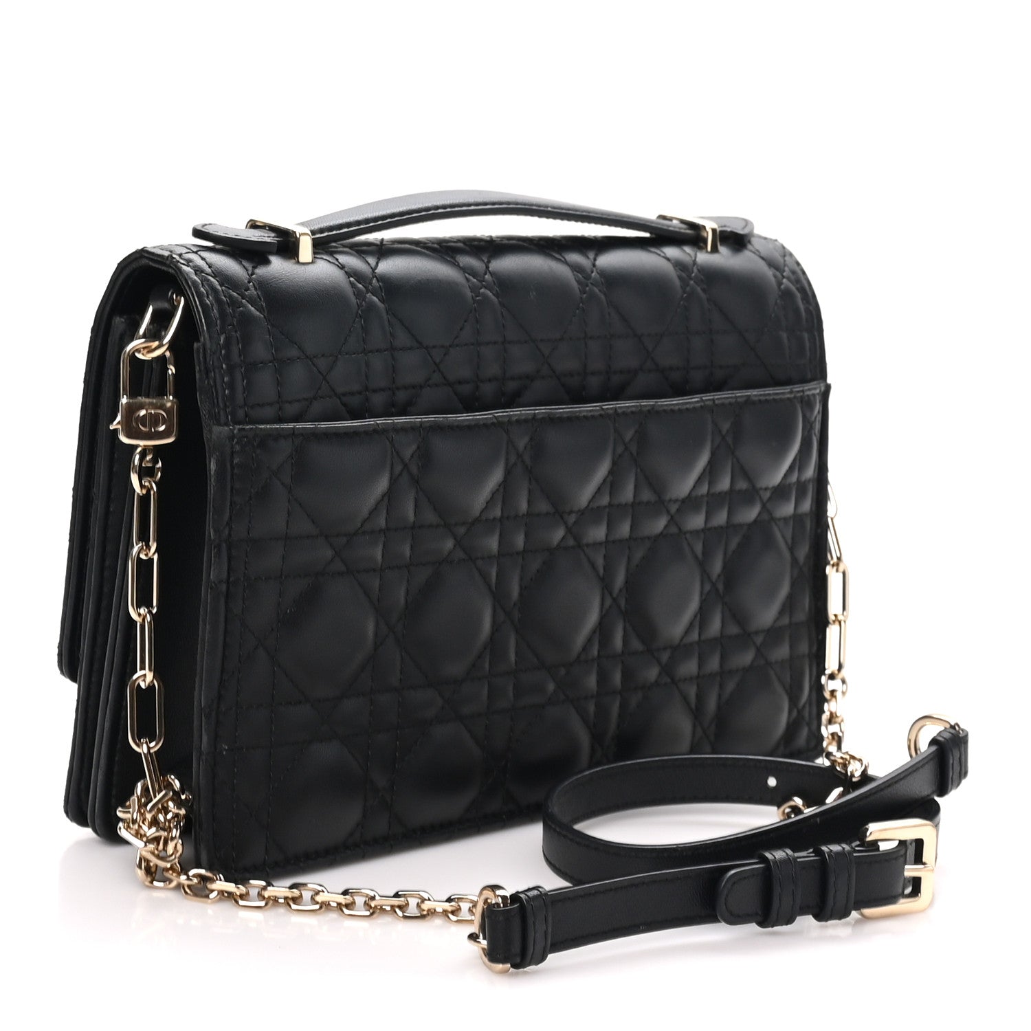 Christian Dior Lambskin Cannage Miss Dior Top Handle Bag Black 2 of 8