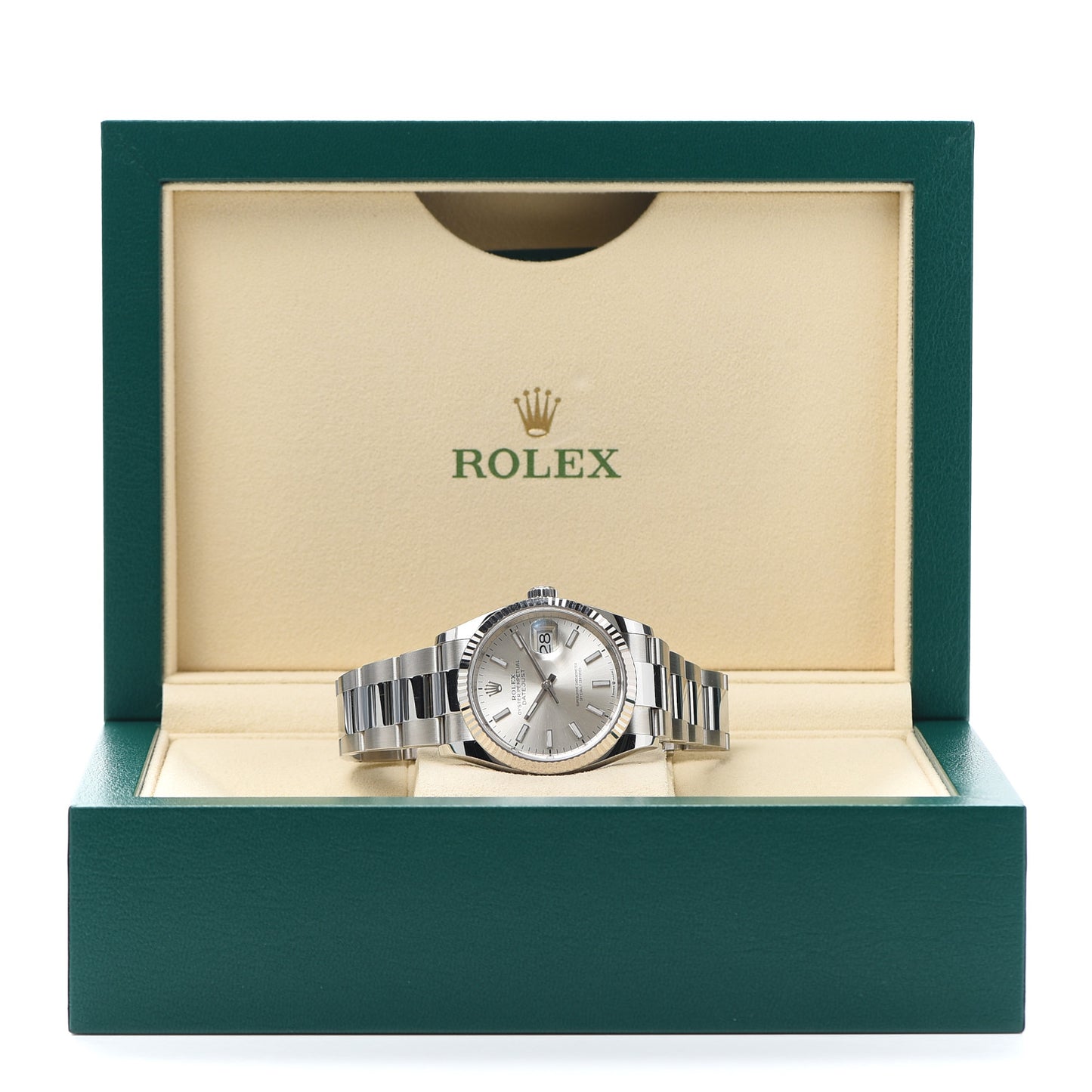 Stainless Steel 18K White Gold 36mm Oyster Perpetual Datejust Watch Silver 126234