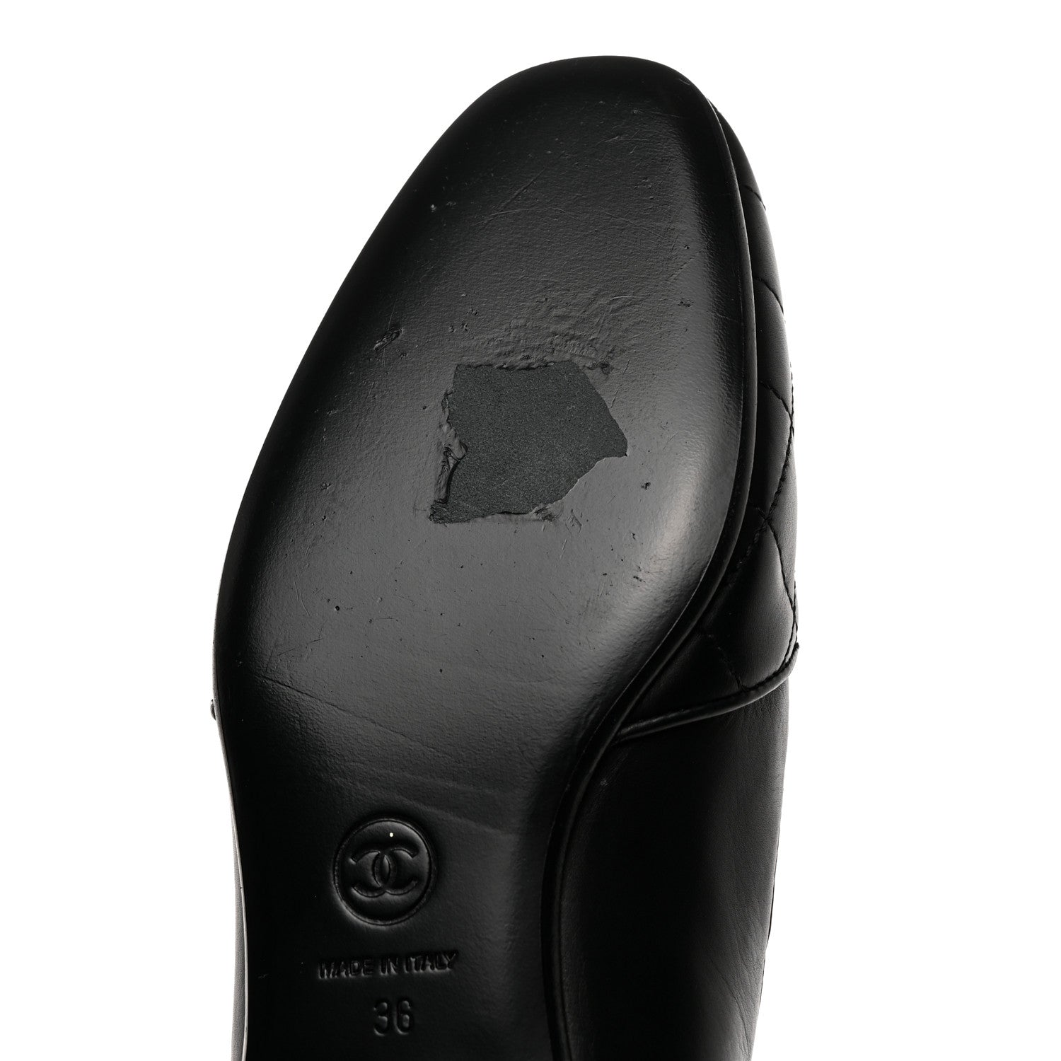 Chanel Calfskin Quilted CC Moccasin Loafers 36 Black 9 of 9