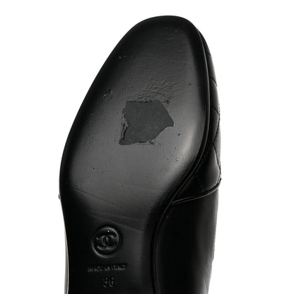 Chanel Calfskin Quilted CC Moccasin Loafers 36 Black 9 of 9