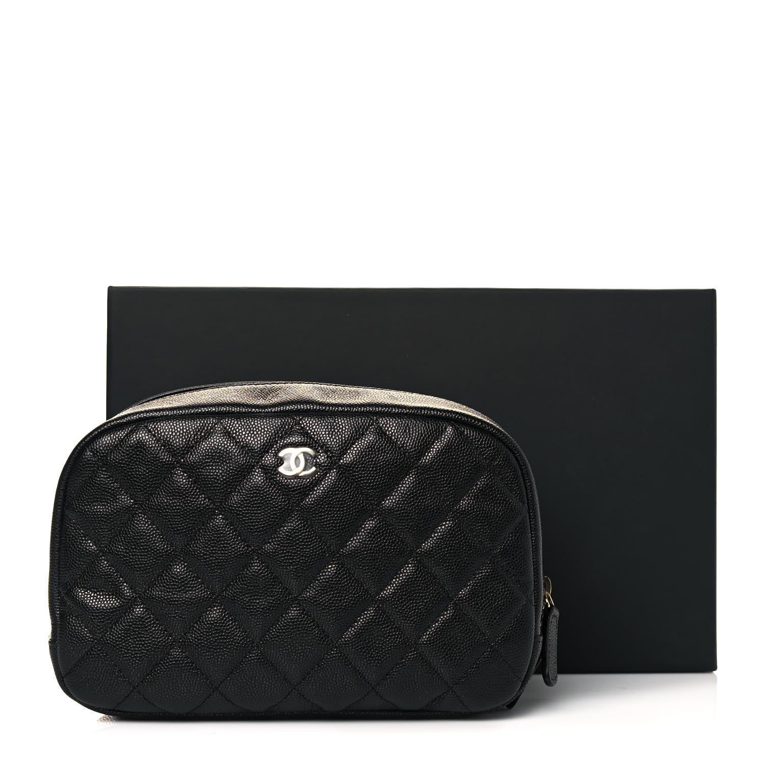 Chanel Caviar Quilted Curvy Pouch Cosmetic Case Black 10 of 10