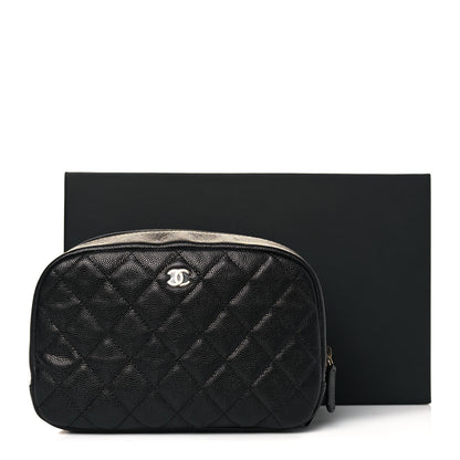 Chanel Caviar Quilted Curvy Pouch Cosmetic Case Black 10 of 10