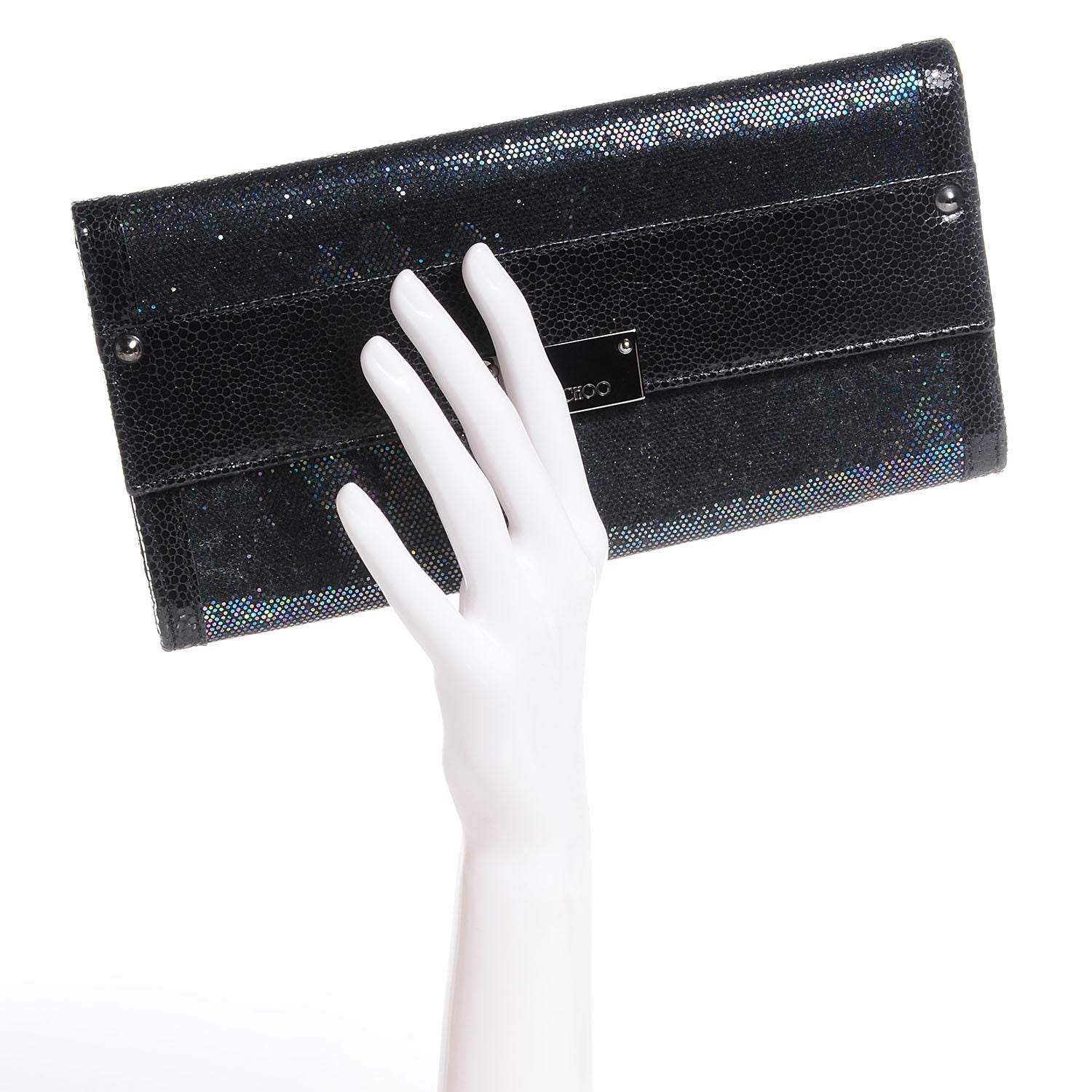 Jimmy Choo Glitter Fabric Reese Clutch Petrol 2 of 7