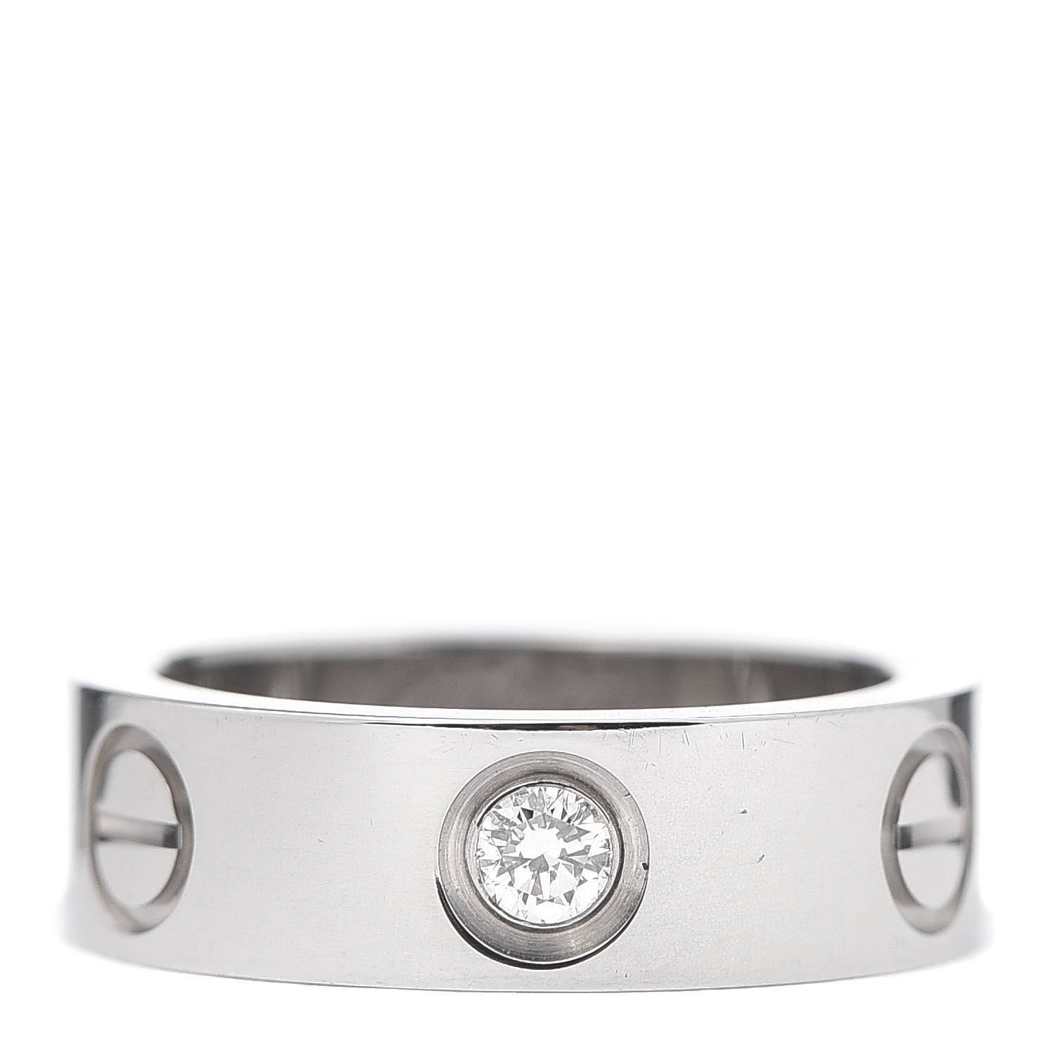 Cartier 18K White Gold 3 Diamond 5.5mm LOVE Ring 47 4 1 of 5