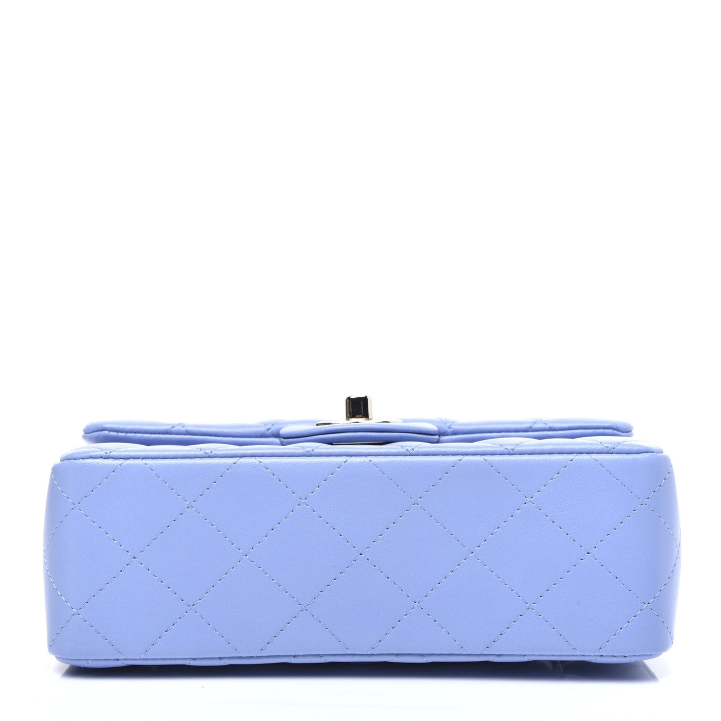Lambskin Quilted Mini Rectangular Flap Light Blue