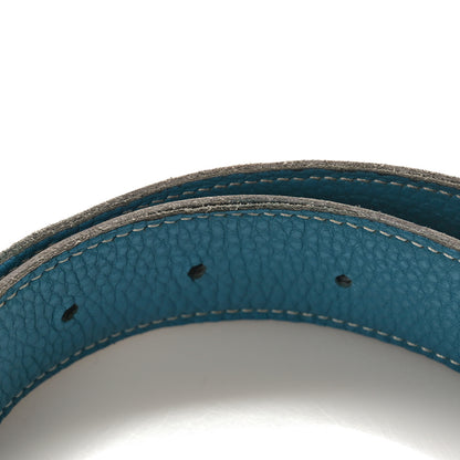 Hermes Box Togo 32mm H Belt 80 Black Blue Jean 5 of 9