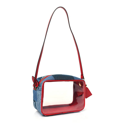 Louis Vuitton Denim Damier Monogram Patchwork PVC Beach Pouch Blue Rouge 3 of 9