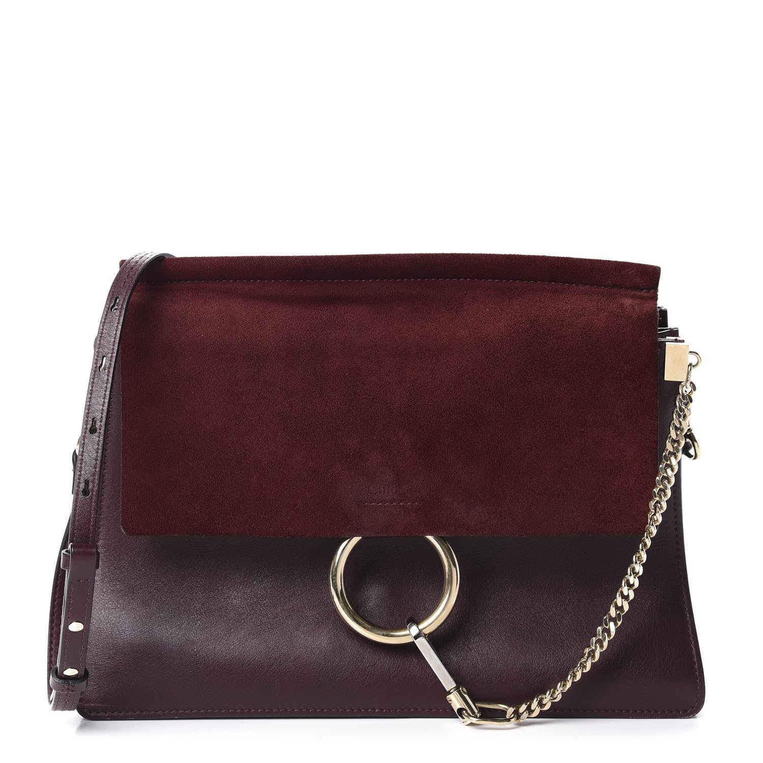 Chloe Calfskin Suede Medium Faye Shoulder Bag Plum Purple 1 of 9