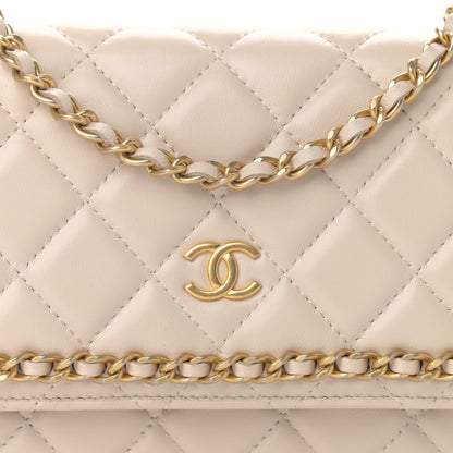 Chanel Lambskin Quilted Chain Around Wallet On Chain WOC Beige 9 of 12