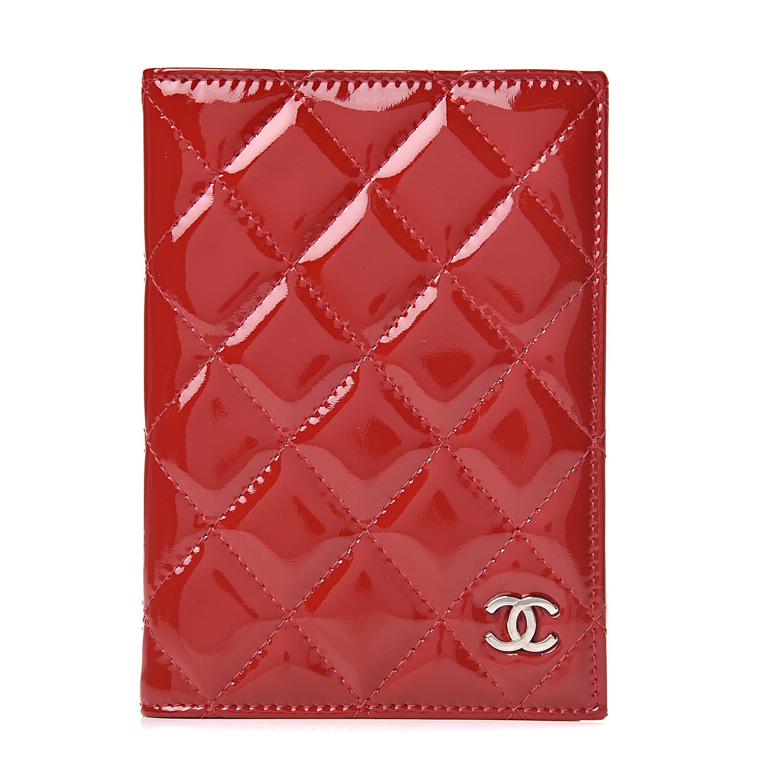 Chanel Patent Calfskin Quilted Passport Holder Red 1 of 9