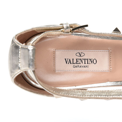 Valentino Garavani Metallic Nappa Rockstud Cross Strap D'Orsay 55mm Pumps 40 Platino 10 of 13