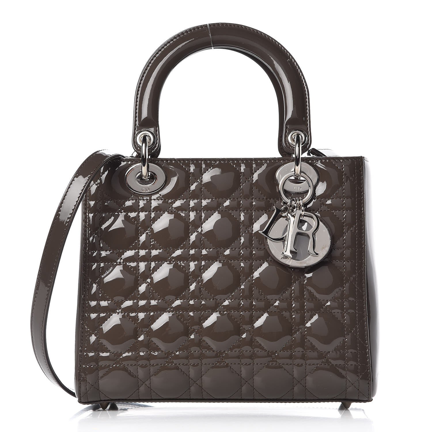 Christian Dior Patent Cannage Medium Lady Dior Dark Brown 1 of 8