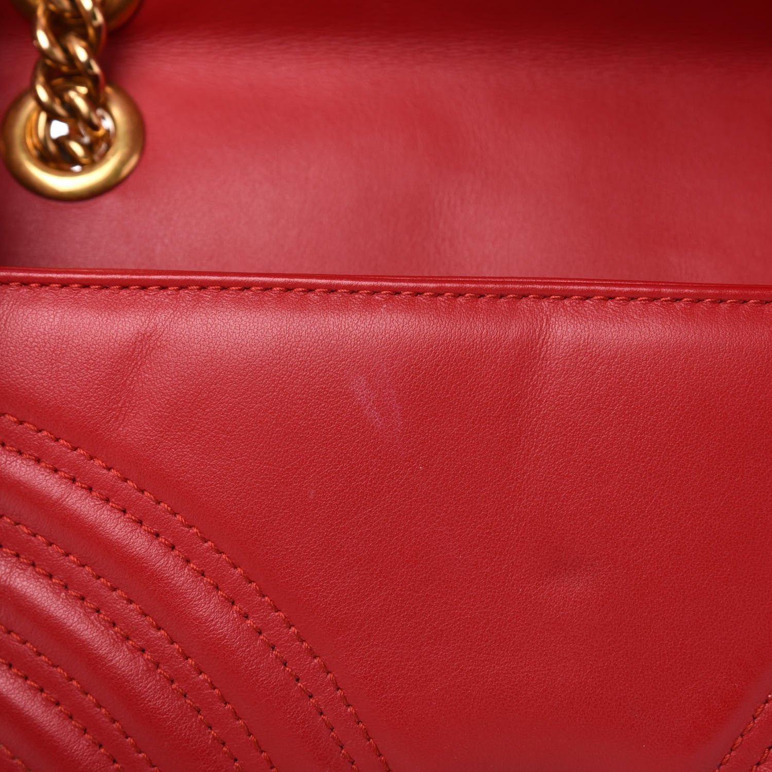 Gucci Calfskin Matelasse Small GG Marmont Shoulder Bag Hibiscus Red 9 of 15