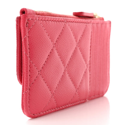 Chanel Caviar Quilted Flap Zip Card Holder Dark Pink 3 of 7
