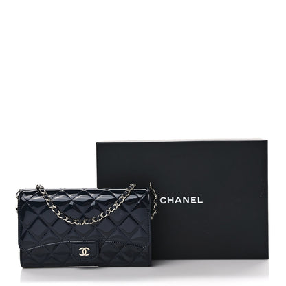 Chanel Patent Quilted Wallet On Removable Chain Navy Blue 9 of 9