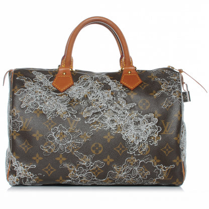Louis Vuitton Monogram Dentelle Speedy 30 Silver 1 of 7