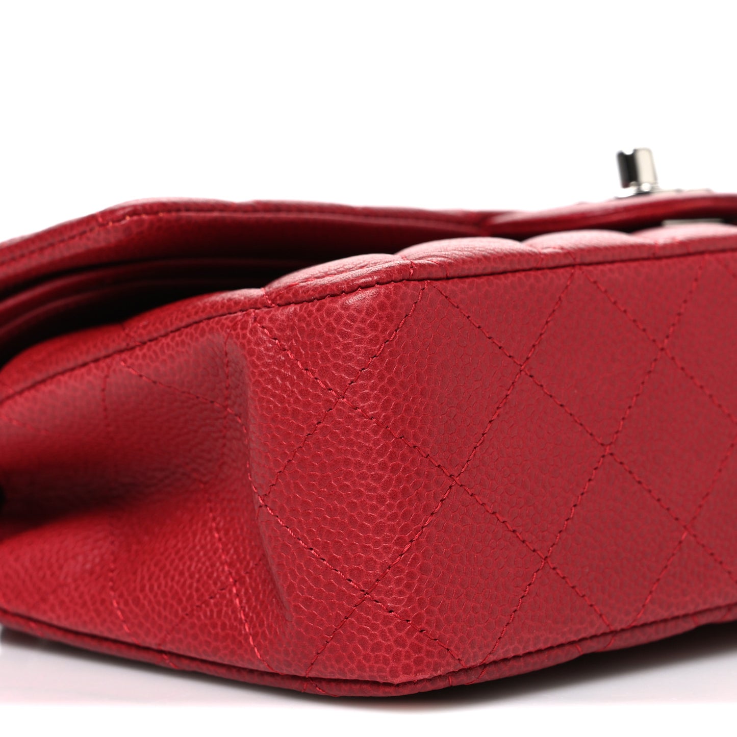 Caviar Quilted Medium Double Flap Dark Red