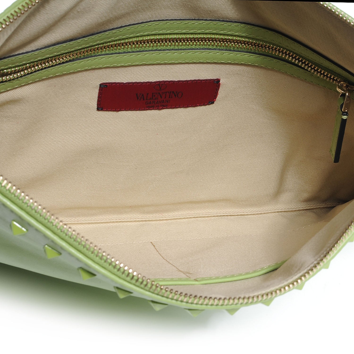 Valentino Garavani Vitello Monochrome Large Rockstud Zip Wristlet Pouch Pop Apple 5 of 7