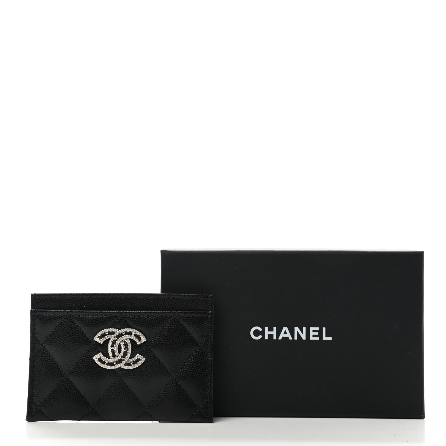 Chanel Caviar Quilted Crystal Card Holder Black 9 of 9