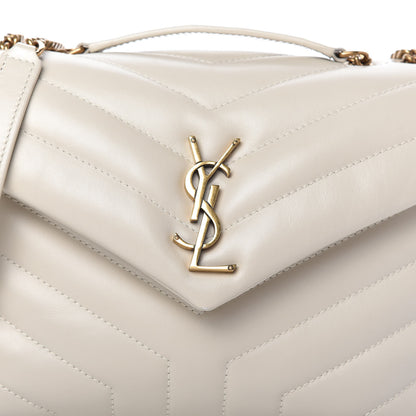 Saint Laurent Calfskin Y Quilted Monogram Small Loulou Chain Satchel Ivory 9 of 9