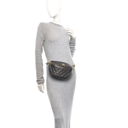 Chanel Metallic Calfskin Pearl Quilted CC Belt Bag Ruthenium 2 of 11
