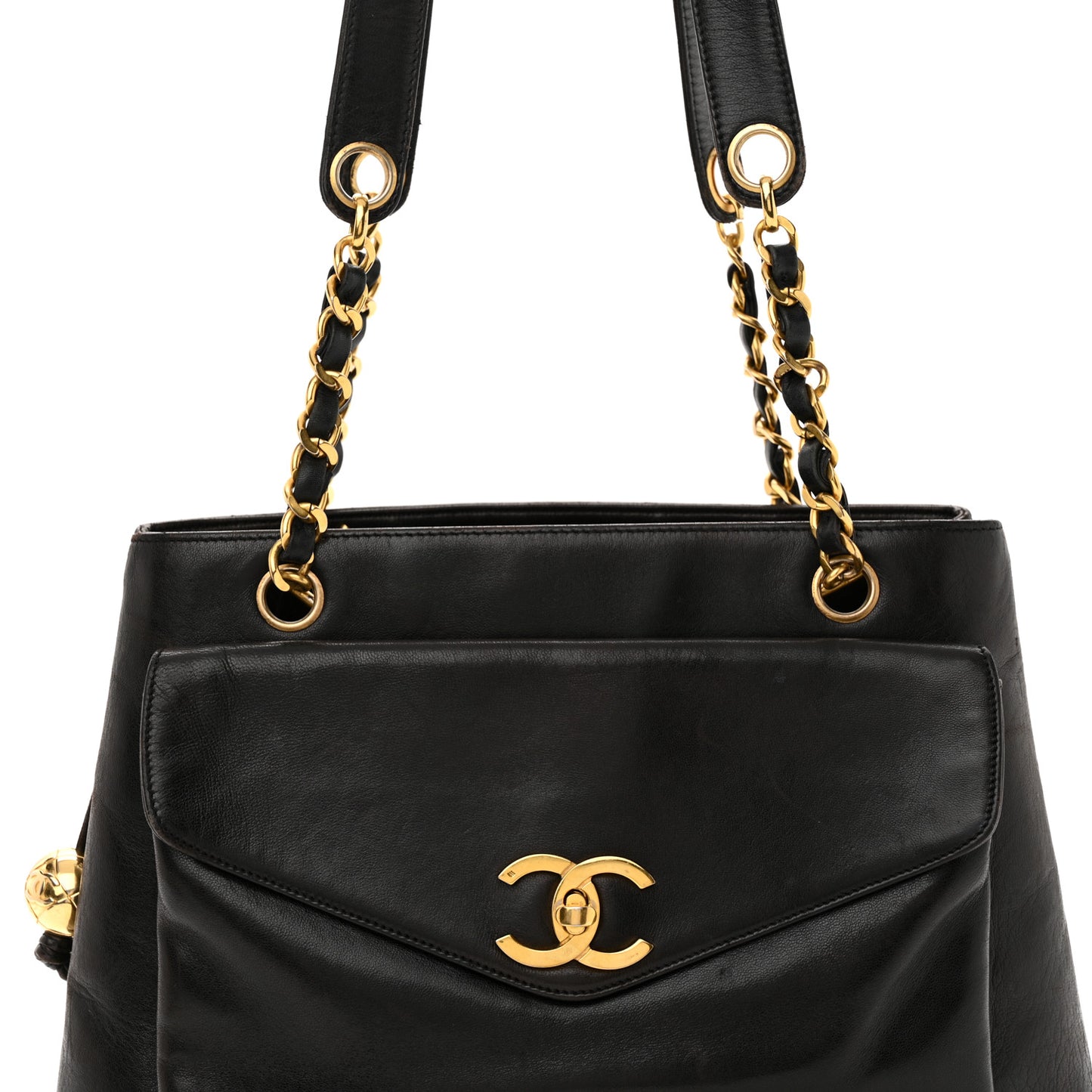 Lambskin Flap Shoulder Bag Dark Brown