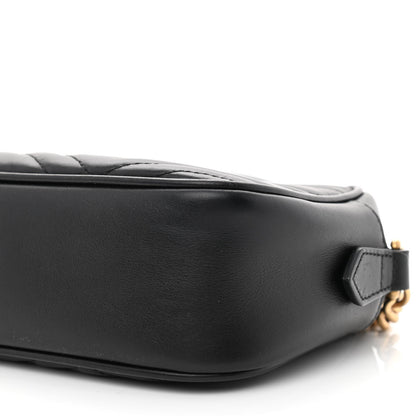 Gucci Calfskin Matelasse Small GG Marmont Chain Shoulder Bag Black 10 of 10